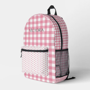 Sac À Dos Imprimé Gingham rose à pois personnalisé
