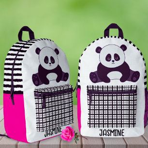 Sac À Dos Imprimé Girls mignonne Panda School rose Personnalisé Nom