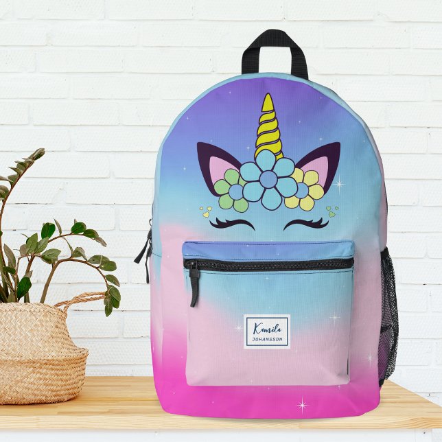 Sac À Dos Imprimé Girls mignonne Unicorn Rainbow Monogramme (Créateur téléchargé)