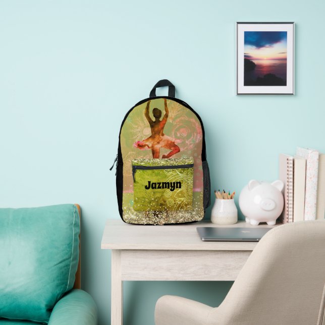 Sac À Dos Imprimé Glitterie Pastel Aquarelle Ballerina Personnalisé (Insitu)