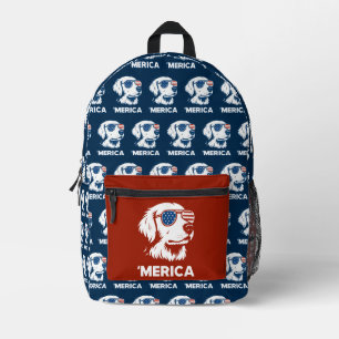 Sac À Dos Imprimé Golden Retriever 4 juillet Merica