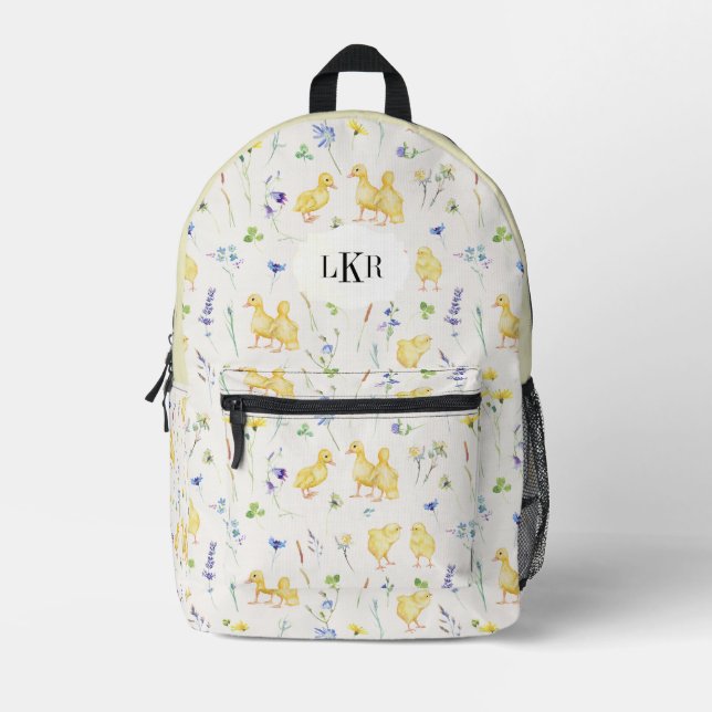 Sac À Dos Imprimé Goslings & Chicks Motif 3 lettres Monogramme (Recto)