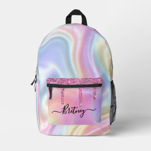 Sac À Dos Imprimé Gouttes roses holographiques personnalisées fémini