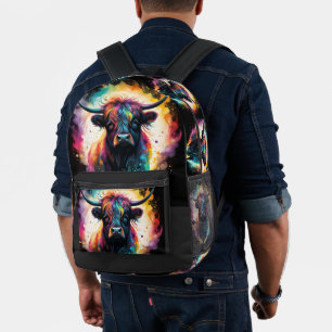 Sac À Dos Imprimé Grâce fantomatique : vache Highland holographique
