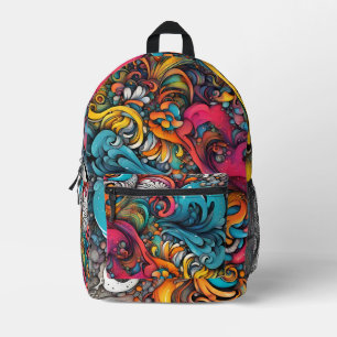 Sac À Dos Imprimé Graffiti Abstrait Motif Splash Art
