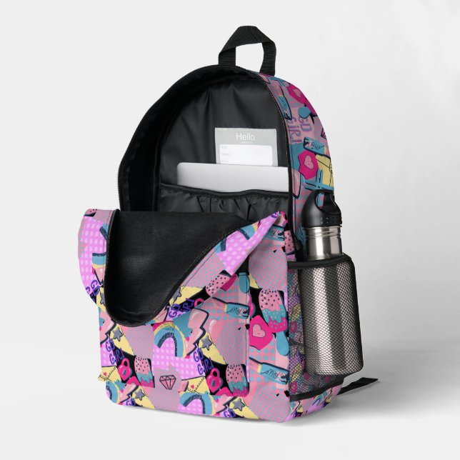 Sac À Dos Imprimé Graffiti Urban Streetwear Pattern  (Coin arrière droit (ouvert))