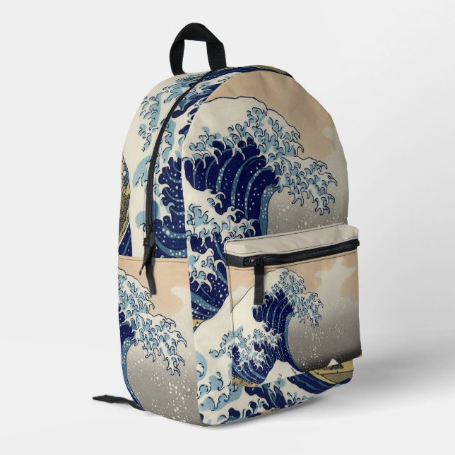 Sac À Dos Imprimé Grande vague Kanagawa peinture japonaise (Coin arrière gauche)