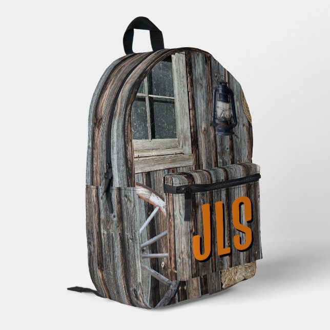 Sac À Dos Imprimé Grange de cow-boy personnalisée (Coin arrière gauche)