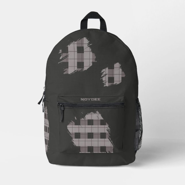 Sac À Dos Imprimé Gray and Gray Plaid Patches, Name  (Recto)