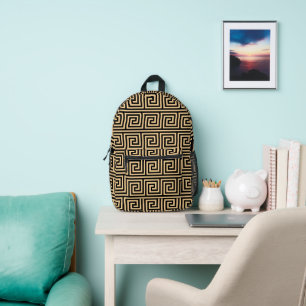 Sac À Dos Imprimé Grec Meander Carré Motif principal Brown