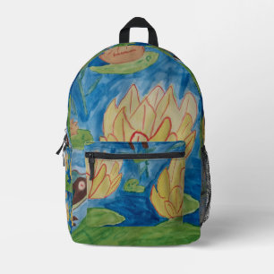 Sac À Dos Imprimé Grenouille et Nénuphars