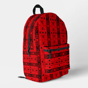 Sac À Dos Imprimé Grilles et formes géométriques rouge noir