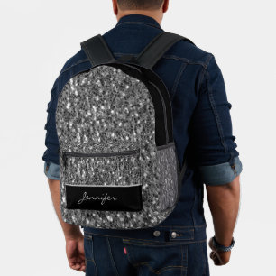 Sac À Dos Imprimé Gris argent parties scintillant scintillantes noir