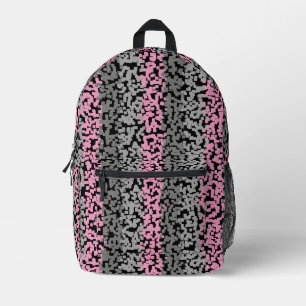 Sac À Dos Imprimé Gris rose noir numérique pixellisé rayures