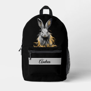 Sac À Dos Imprimé Gros lapin gris avec nom personnel