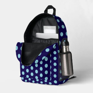 Sac À Dos Imprimé Gros points bleu clair sur fond bleu marine