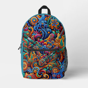 Sac À Dos Imprimé Guitares en mandala style batik