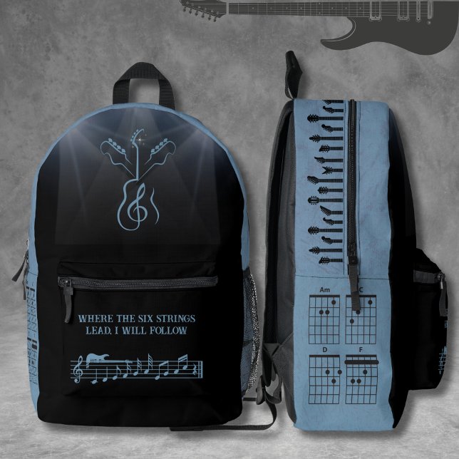 Sac À Dos Imprimé Guitariste Ardoise Bleue Musique Rock tendance (Carry your rhythm wherever you go with this trendy guitarist daypack)