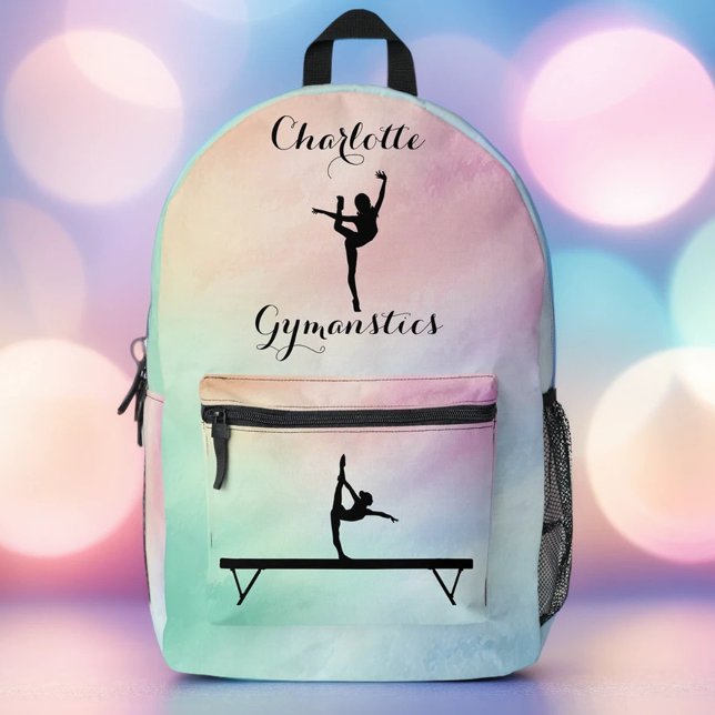 Sac À Dos Imprimé Gymnastique Pastel Purple Green Personnalisé (Créateur téléchargé)