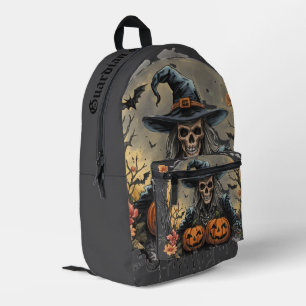 Sac À Dos Imprimé Halloween,Gardien des citrouilles, Crâne, Citrouil