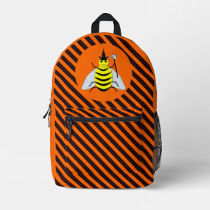 Sac À Dos Imprimé Halloween Magic Bee Witch Orange et Black Stripes