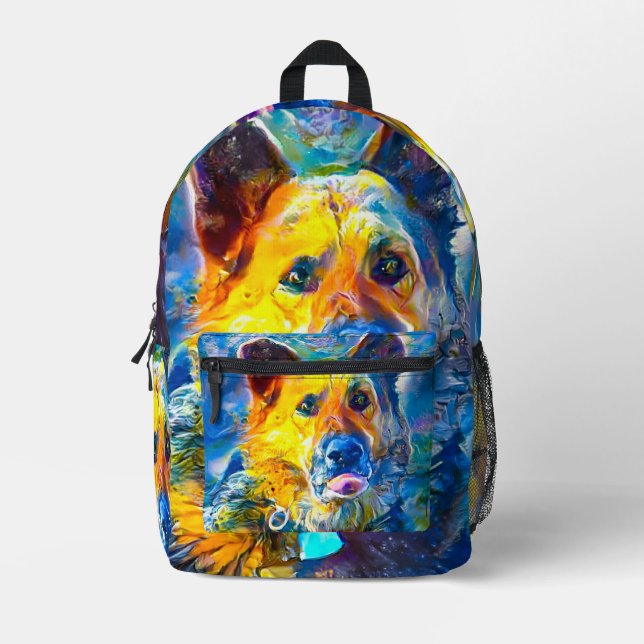 Sac À Dos Imprimé Halo : Portrait d'un berger allemand (Recto)