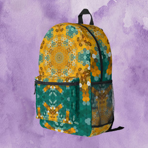 Sac À Dos Imprimé Hex Mandala bleu et jaune