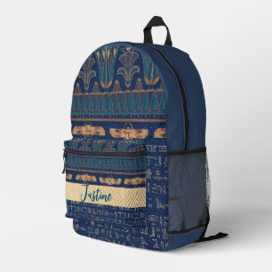 Sac À Dos Imprimé Hiéroglyphes égyptiens Lotus Scarab Personnalisés
