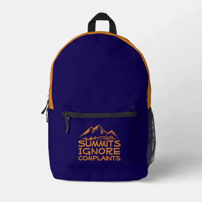 Sac À Dos Imprimé Hiker camping humor blue orange (Recto)