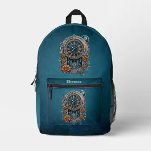 Sac À Dos Imprimé Horloge Steampunk Ornate avec Roses.