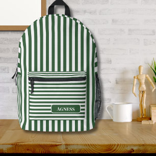 Sac À Dos Imprimé Hunter Green and White Vintage Stried Name
