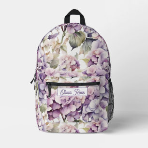 Sac À Dos Imprimé Hydrangeas aquarelle rose violet élégant 