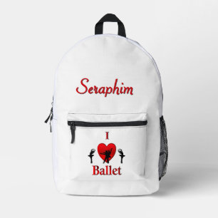 Sac À Dos Imprimé I Heart Ballet avec nom