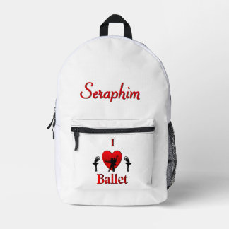 Sac À Dos Imprimé I Heart Ballet avec nom