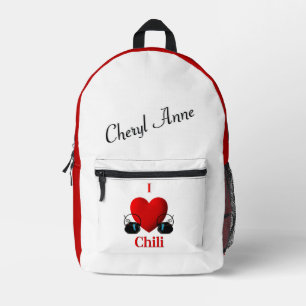 Sac À Dos Imprimé I Heart Chili Nom personnel