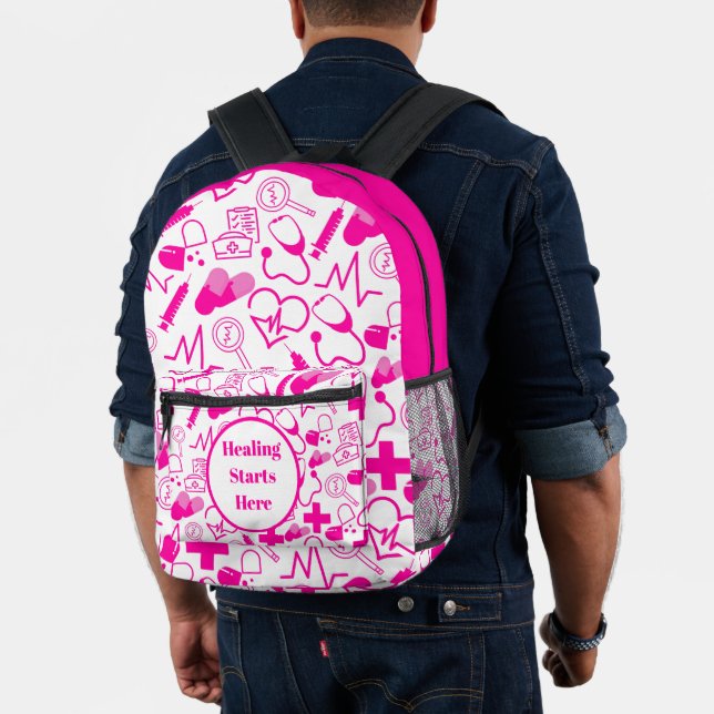 Sac À Dos Imprimé Icônes Médicales rose Motif Personnalisable Soins  (Insitu (Modèle))