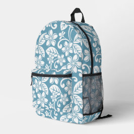 SAC À DOS IMPRIMÉ ÎLE PLUMERIA MOTIF EN SLATE BLEU