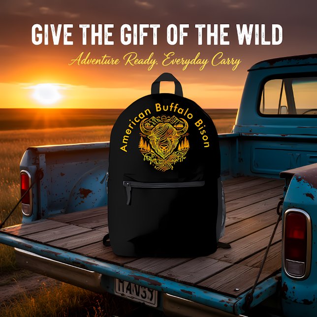 Sac À Dos Imprimé Illustration de bison Buffalo dans un paysage Pitt (Créateur téléchargé)