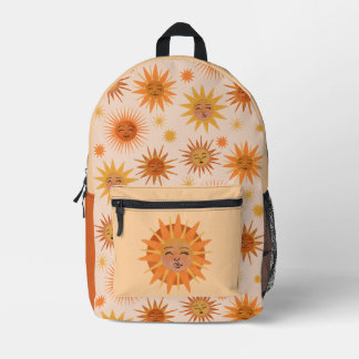 Sac À Dos Imprimé Illustration de l'aquarelle orange Sun Face