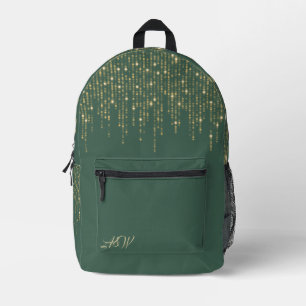 Sac À Dos Imprimé Impression Bokeh Or Pailleté sur Vert