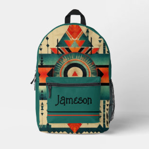 Sac À Dos Imprimé Impression d'Indien d'Amérique du Nord et bleu sar