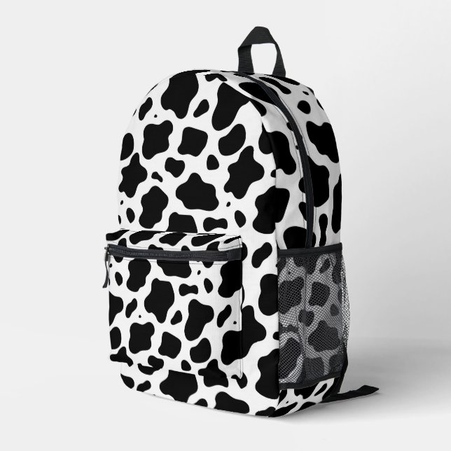 Sac À Dos Imprimé Impression vache noir et blanc (Coin arrière droit)