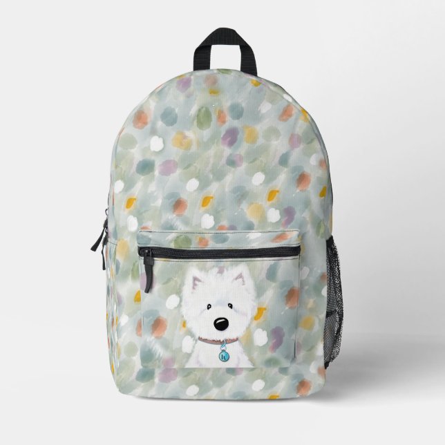 Sac À Dos Imprimé Impressions de Westie Fluffy KiniArt (Recto)