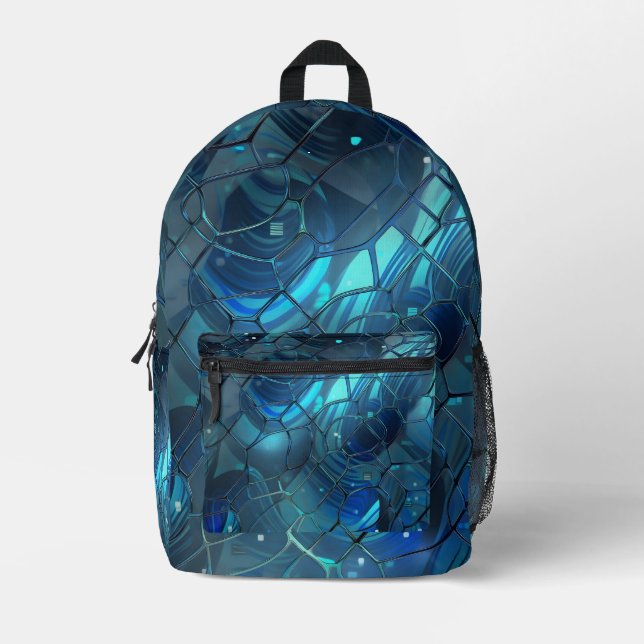 Sac À Dos Imprimé Indigo et Cyan abstrait (Recto)