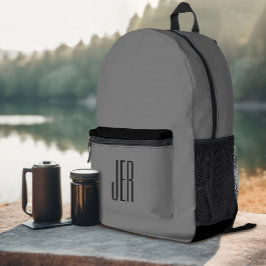 Sac À Dos Imprimé Initiales de monogramme moderne personnalisées Gri