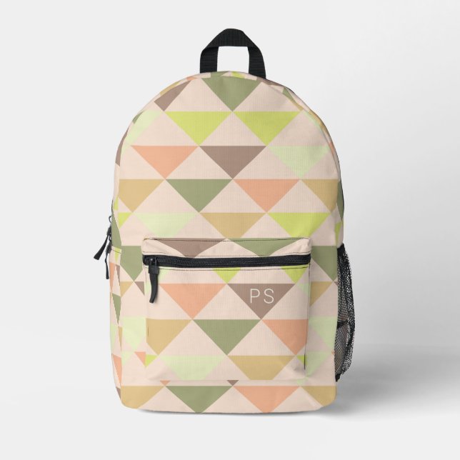 Sac À Dos Imprimé Initiales de monogramme rose clair élégant (Recto)