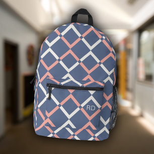 Sac À Dos Imprimé Initiales du Monogramme bleu et rose tendance mode