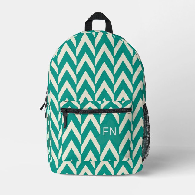 Sac À Dos Imprimé Initiales Turquoise Chevron Monogram (Recto)