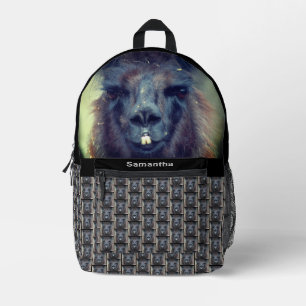 Sac À Dos Imprimé Intense face de lama noire personnalisée