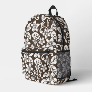 SAC À DOS IMPRIMÉ ISLAND PLUMERIA MOTIF EN CAFÉ BROWN